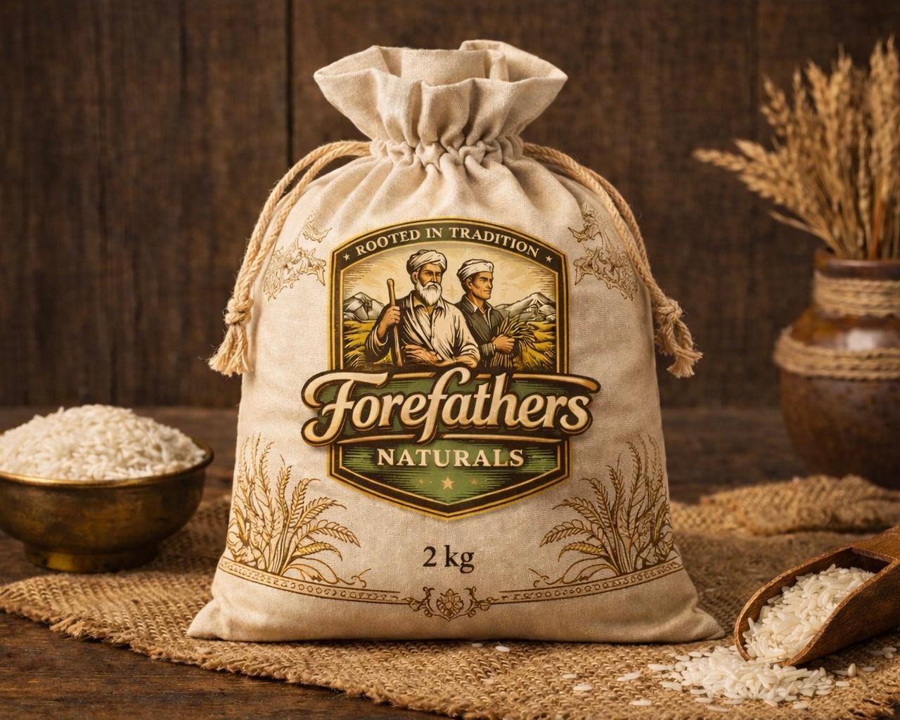 Forefathers Naturals premium rice drawstring bag
